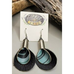 Handmade leather Bullet shell earrings